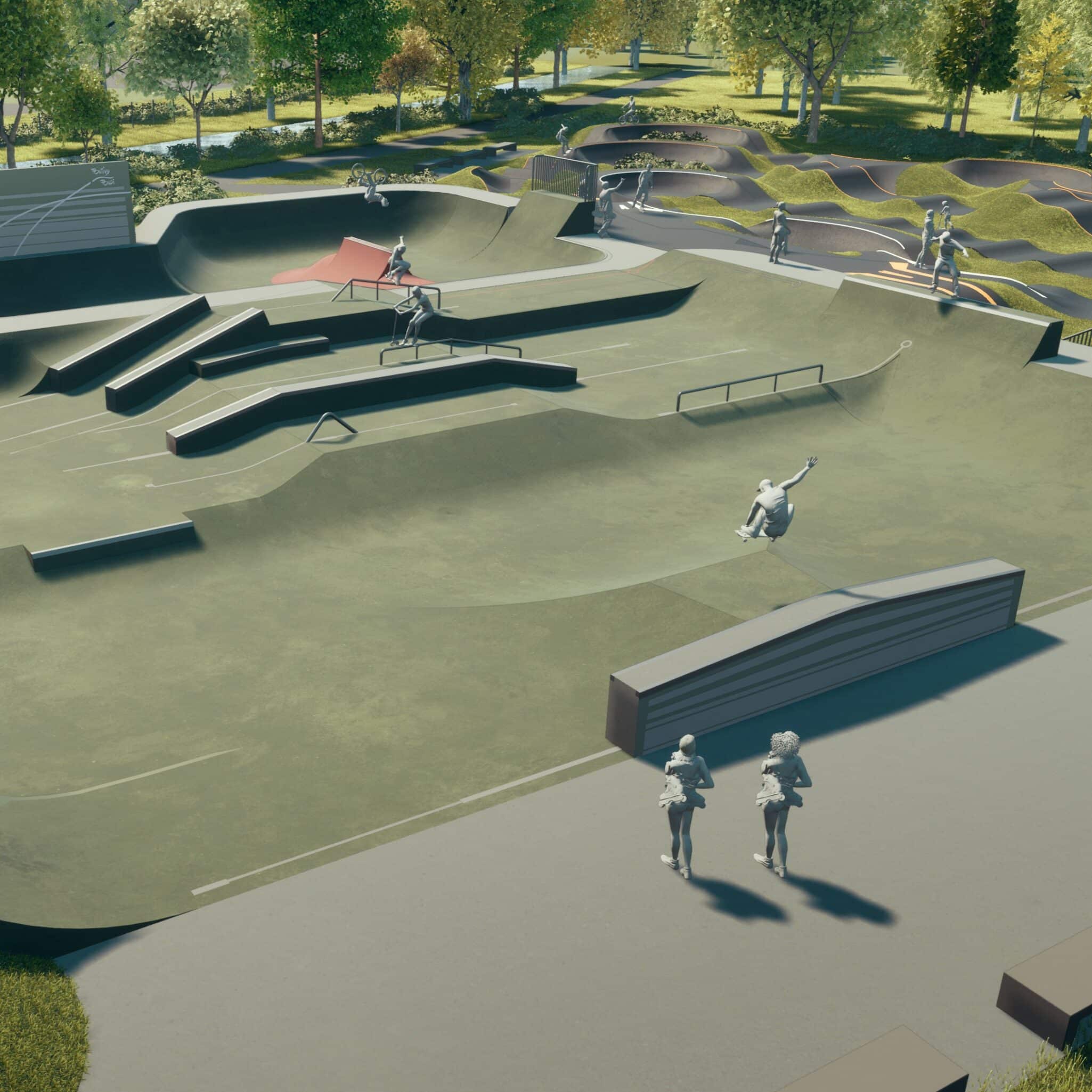 Vue 3D du skatepark de Pontivy, by Evolving Skatepark