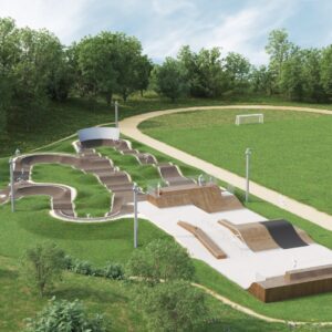 Image d'introduction de la page du skatepark de Fort Mahon, conçu par Evolving Skatepark