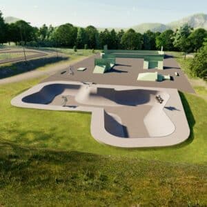 Vue 3D du bowl des Carroz d'Arâches, by Evolving Skatepark