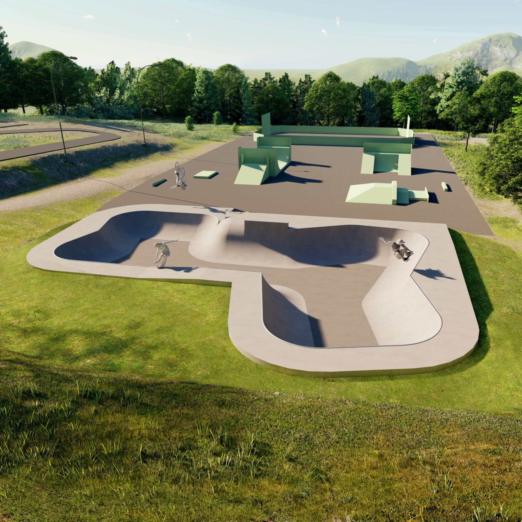 Vue 3D du bowl des Carroz d'Arâches, by Evolving Skatepark