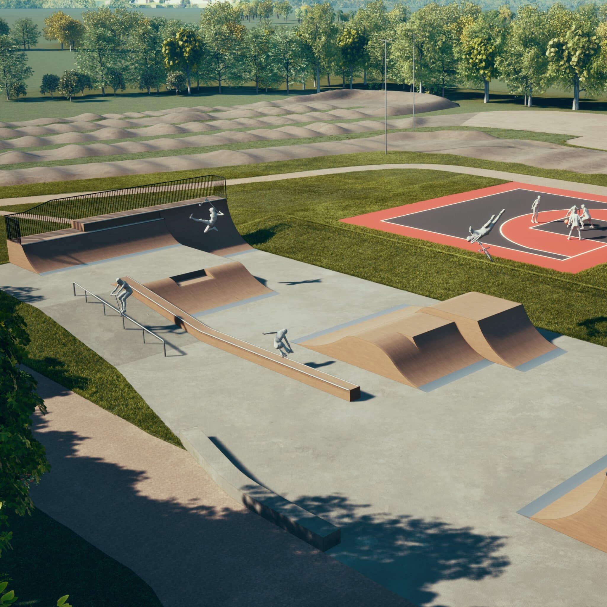 Vue 3D du skatepark d'Acigné, by Evolving Skatepark
