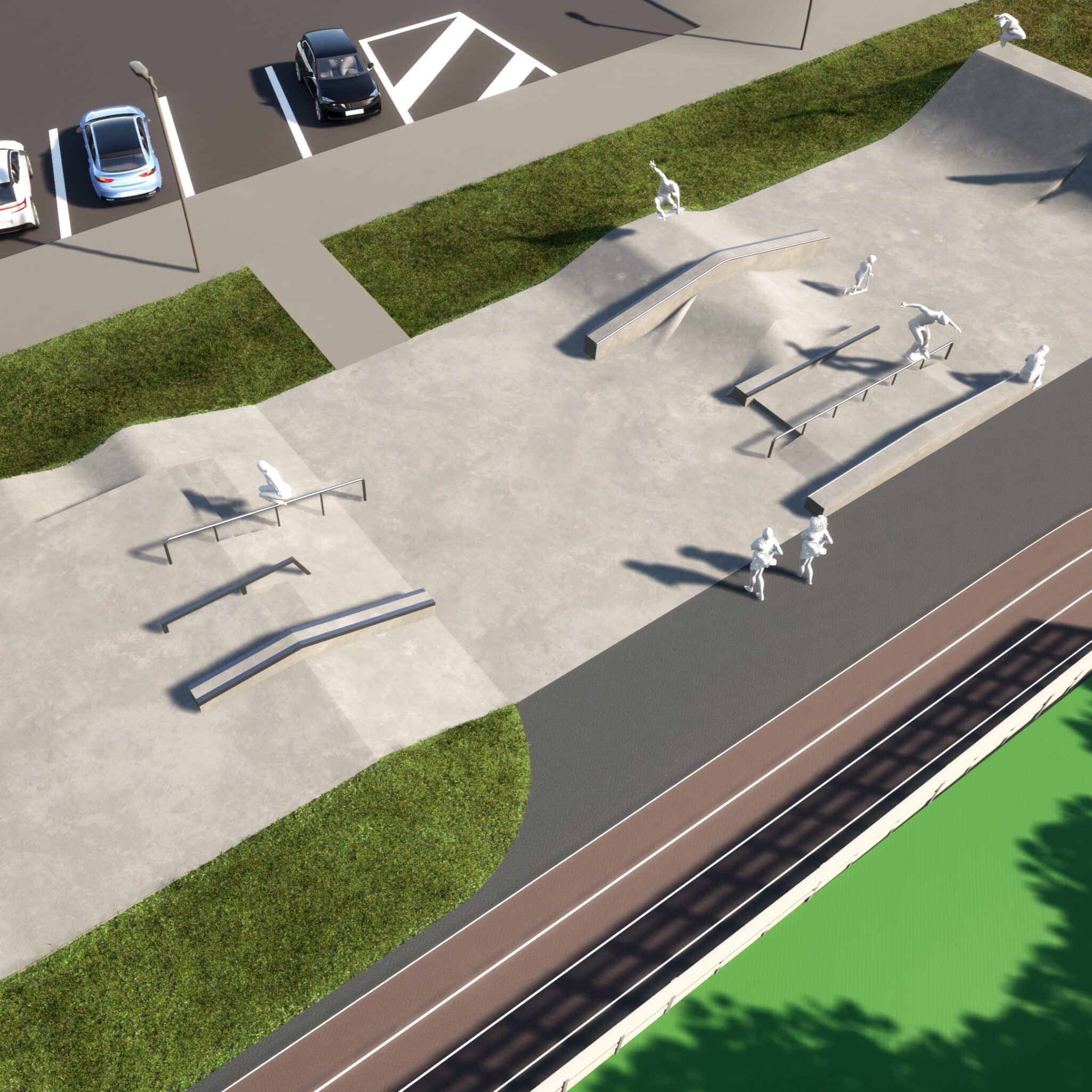 Vue 3D du skatepark d'Echiré, by Evolving Skatepark