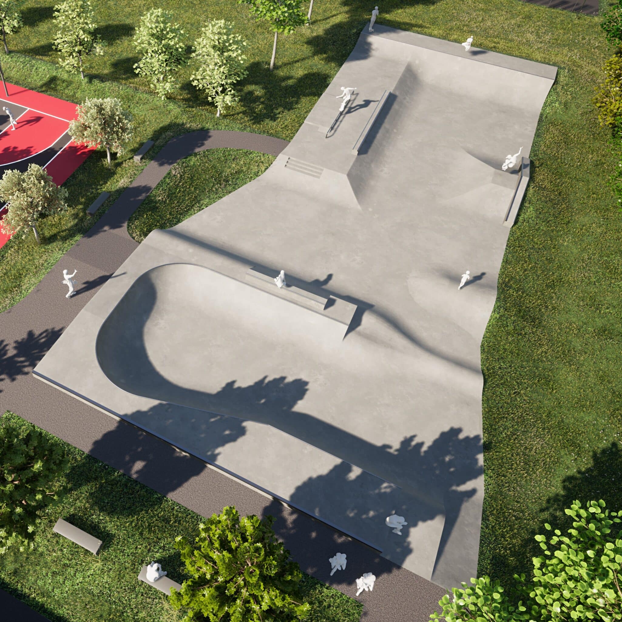 Vue 3D du skatepark d'Illkirch, by Evolving Skatepark
