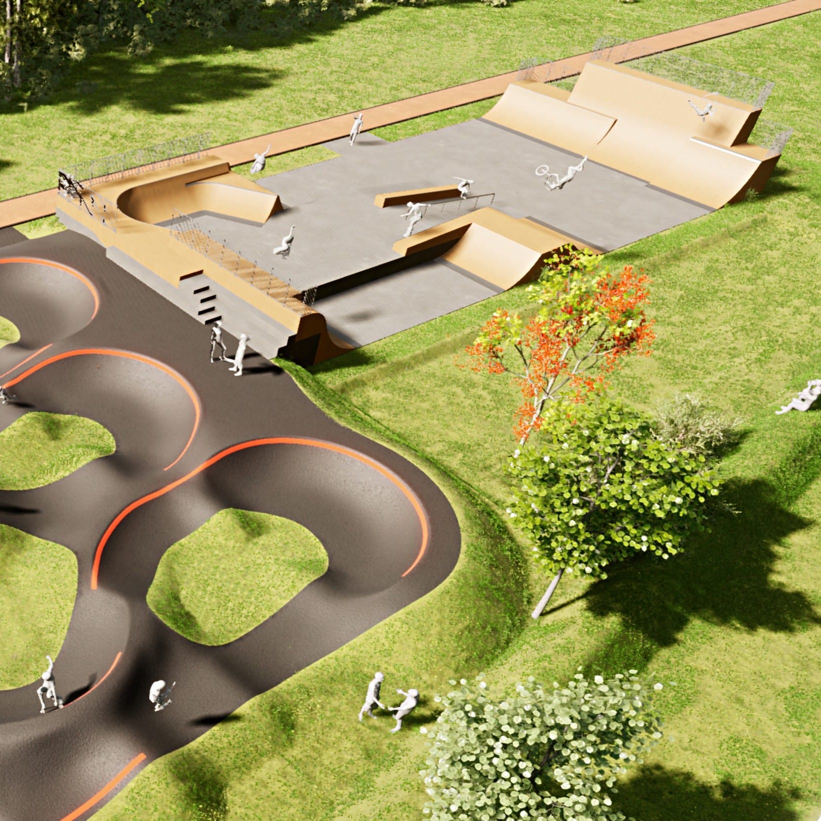 Vue 3D du skatepark de Meudon, by Evolving Skatepark