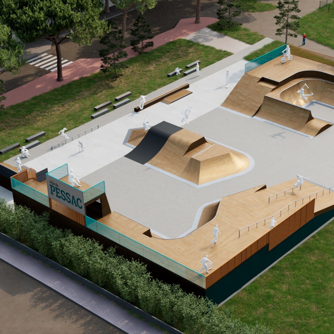 Vue 3D du skatepark de Pessac, by Evolving Skatepark