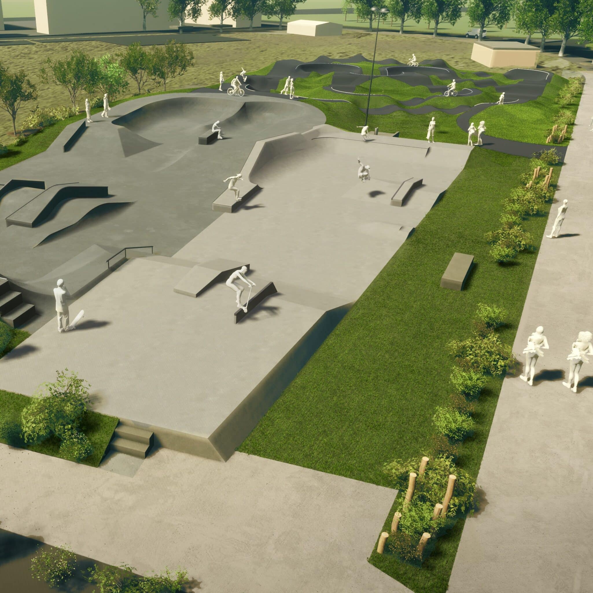 Vue 3D du skatepark de Rochefort, by Evolving Skatepark