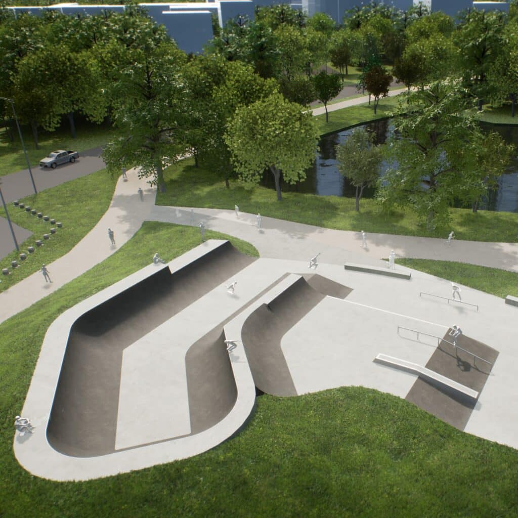 Vue 3D du skatepark de Talence, by Evolving Skatepark