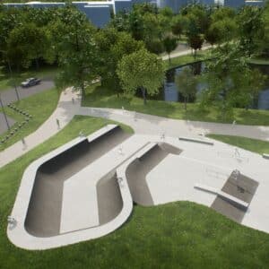 Vue 3D du skatepark de Talence, by Evolving Skatepark