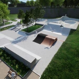 Vue 3D du skatepark de Verdun, by Evolving Skatepark