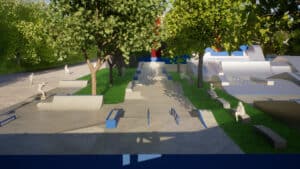 Vue 3D du skatepark de Gap, conçu par Evolving Skatepark